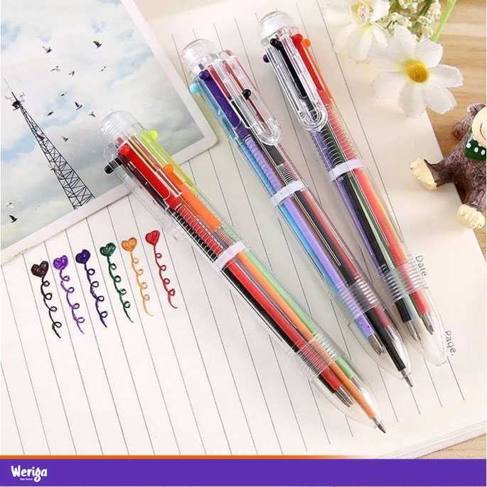 

Pulpen 6 in 1 Pena Bolpoin Warna-Warni Multi Colored Pen