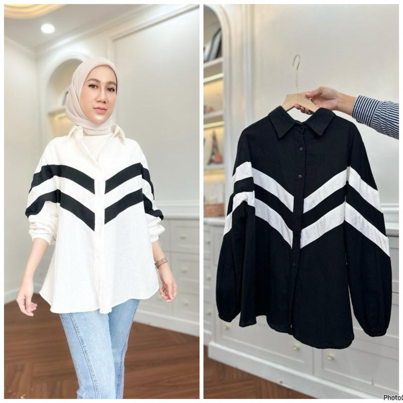 OOTD x AUGUST - Atasan Kemeja Wanita Merah Putih Kemerdekaan Indonesia