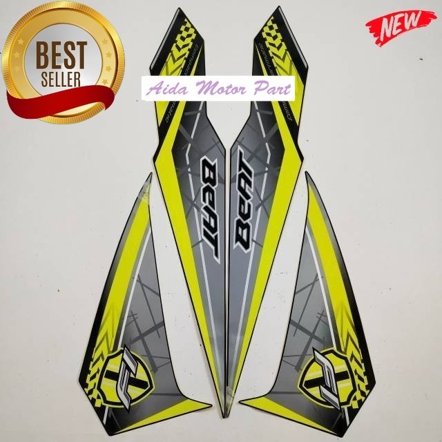 Striping Stiker Polet List honda beat fi esp 2016 2017 hitam kuning stiker list motor standar model 