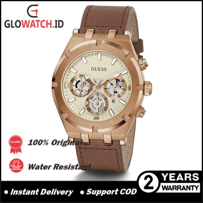 Jam Tangan Pria Guess GW0262G3 Brown CONTINENTAL Original (Garansi 2 tahun) / Support COD  [100% Aut