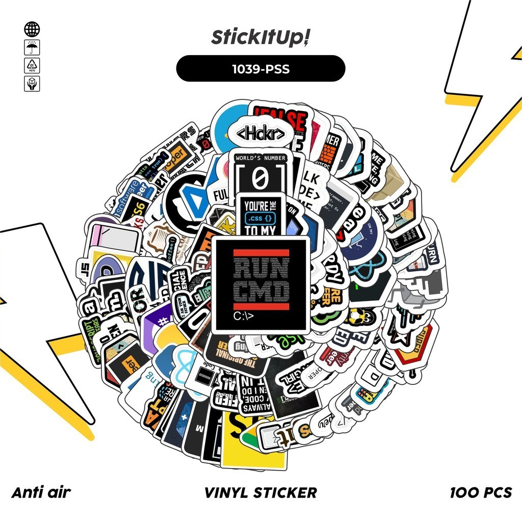

COD✨ 100 Pcs Stiker Pack Programmer Slang Lucu Aesthetic Vynil Waterproof untuk Freebies Sticker Buku Journal Casing HP Laptop