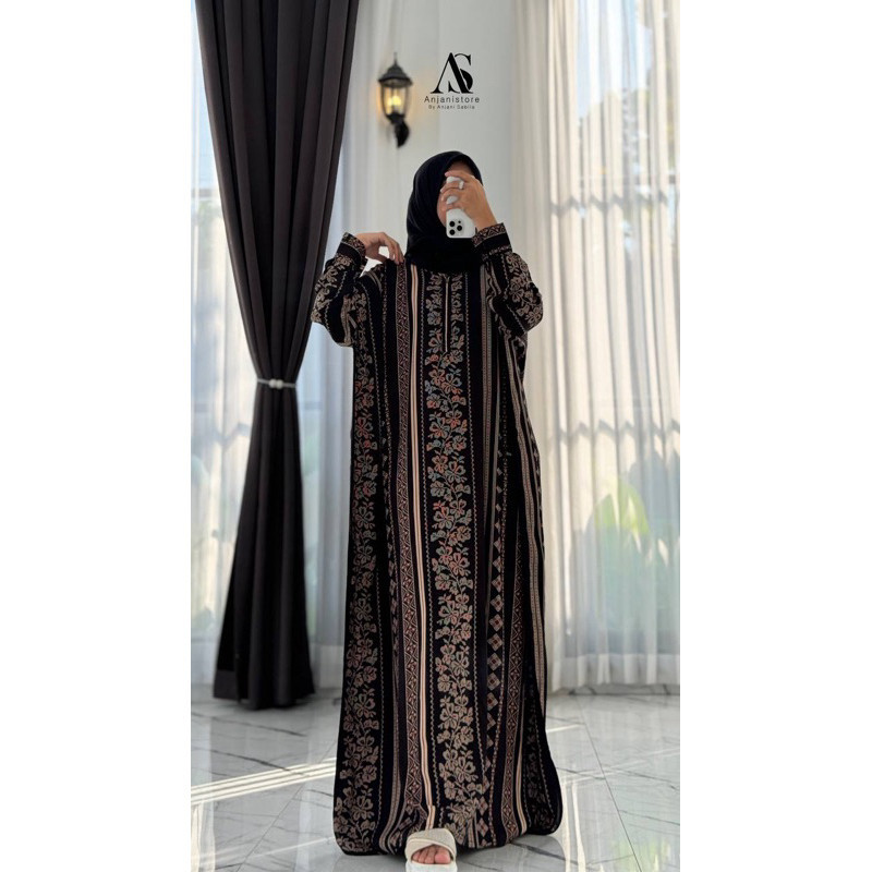 ANJANI STORE//KAFTAN HITAM MOTIF