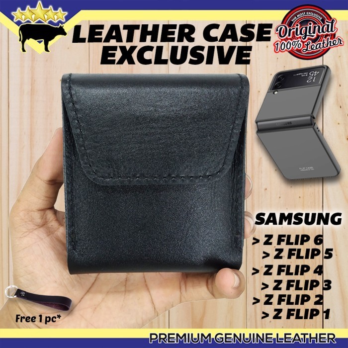 LEATHER POUCH CASE SAMSUNG Z FLIP 6, Z FLIP 5, Z FLIP 4, Z FLIP 3, Z FLIP 2 SARUNG HP KULIT ASLI CAS