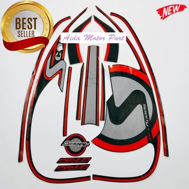 Striping Stiker Polet List motor honda scoopy 2013 sporty stiker list body hitam motor standar model