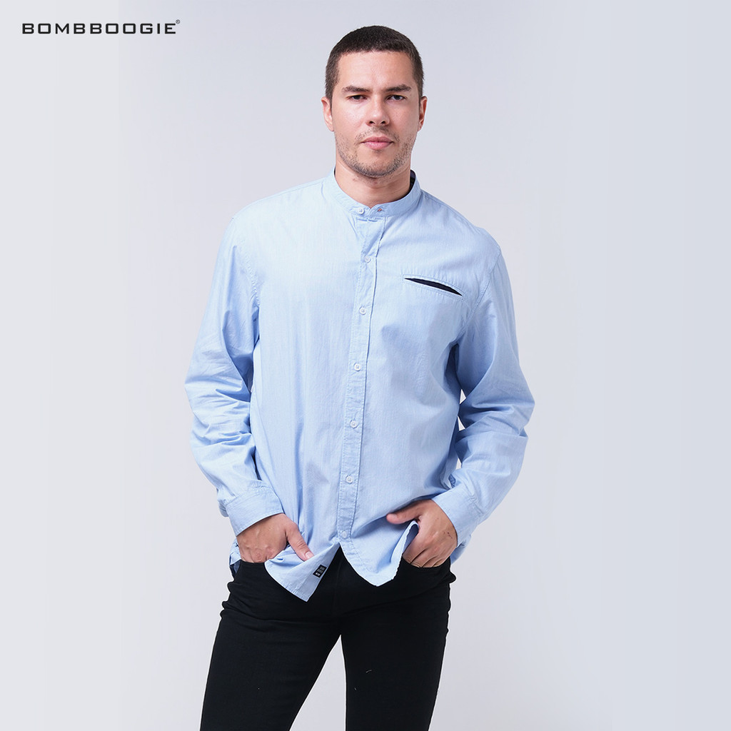 Bombboogie Kemeja Koko Pria Gato Blue White 24932B5BI