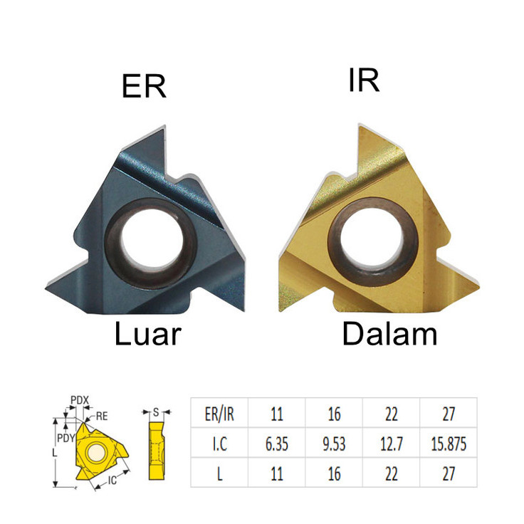 YM99 Insert ER IR 27 BEKAS Pahat Bubut ER27 IR27 Ulir LUAR DALAM Mata Drat