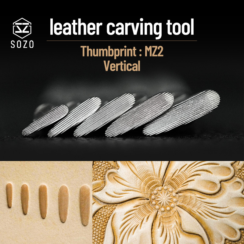 

SOZO MZ2 Leather Work Stamping Tool Thumbprint Vertical In Sheridan Saddle Making Carving Stamps 304 Stainless Steel