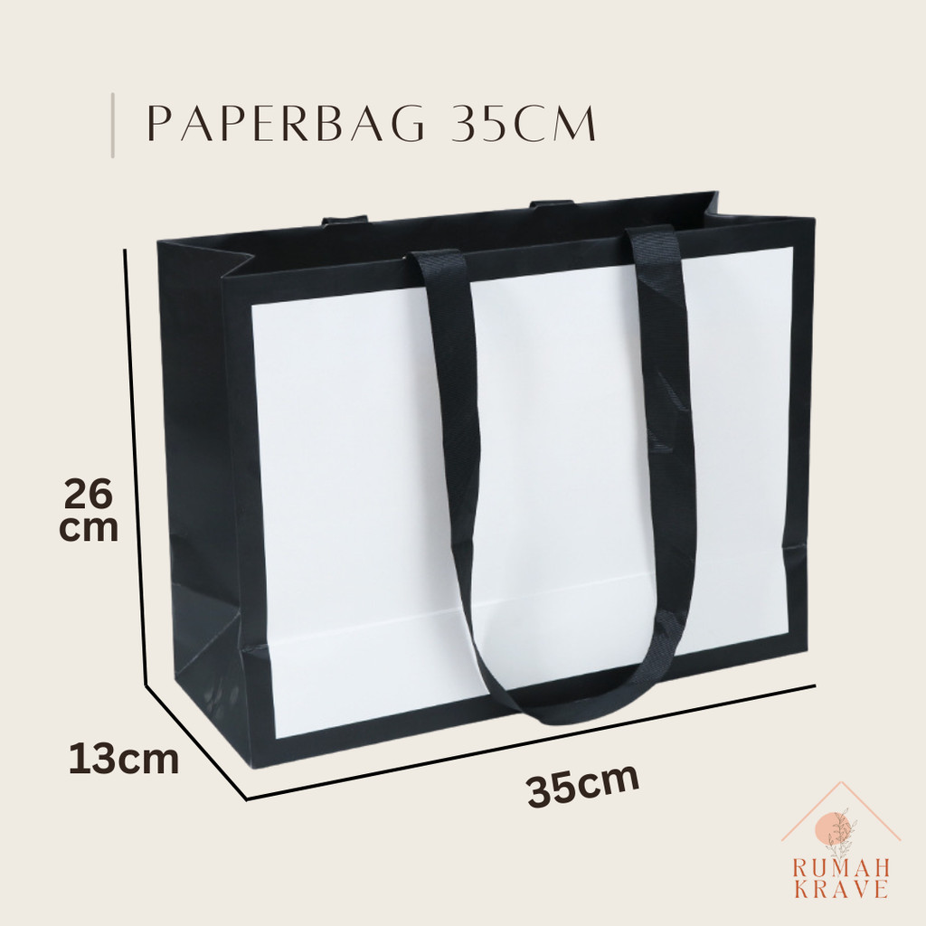

RUMAH KRAVE - Paperbag 35cm Putih List Hitam Tas Kantong Hadiah
