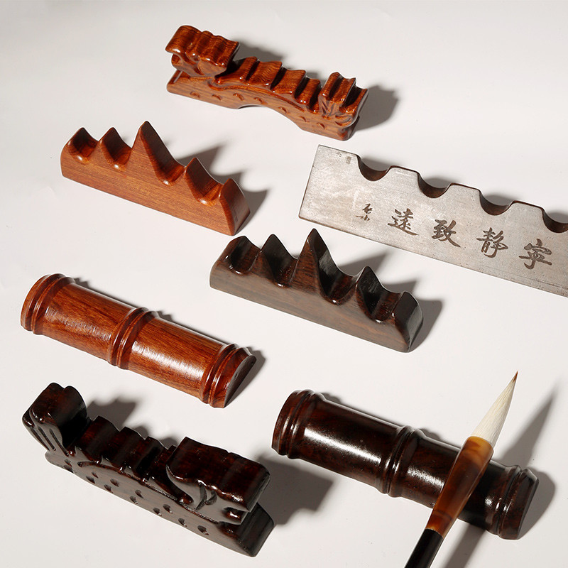 

Wooden Brush Pen Rest Sandalwood Brush Pen Rest Chinese Painting Calligraphy Pens Holder Carving Stand Study Room Decorations