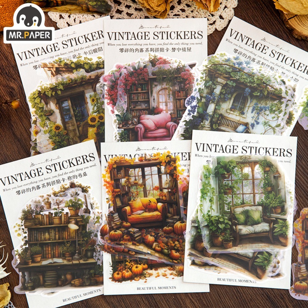 

Mr. Paper Vintage Garden Small Study Sticker Pack Creative Hand Account Collage Card Materials Stationery 10pcs/pack