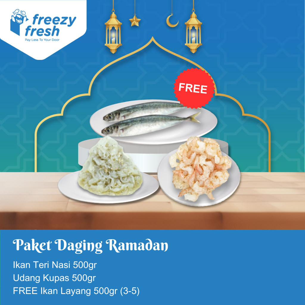

Paket Daging Ramadhan (1 pcs Udang Kupas (Peeled Shrimp) 500 gr & 1 pcs Ikan Teri Nasi (Anchovies) 500 gr FREE Ikan Layang)