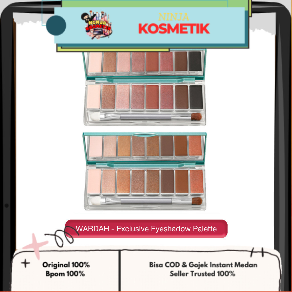 WARDAH - EXCLUSIVE EYESHADOW PALETTE ( 10 g ) - Eye Shadow Palet 9 Warna Pigmented Tahan Lama Mudah 