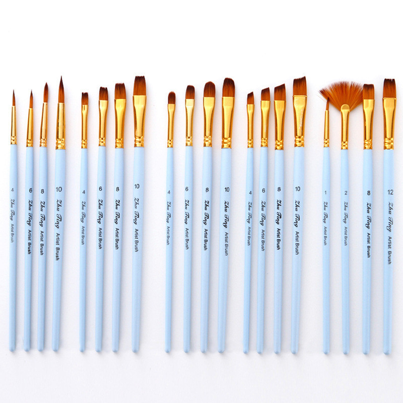 

4pcs Acrylic Nylon Hair Wooden Handle Watercolor Paint Brush Pen Set for Learning Diy Oil Painting Art Paint Brushes Supplies
