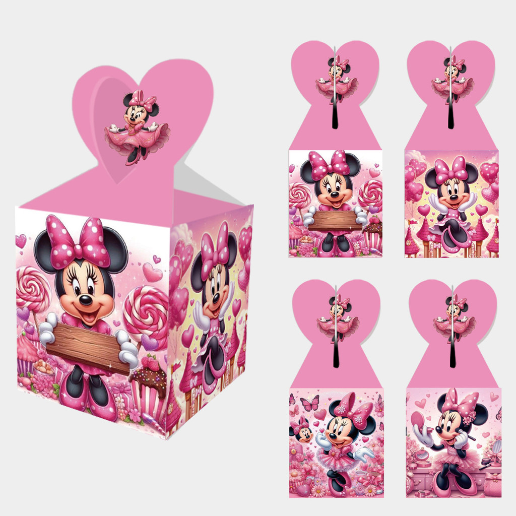 

Disney Pink Minnie Mouse Theme Candy Box Baby Shower Birthday Party Cookie Surprise Boxes Decorations Events Supplies ﻿