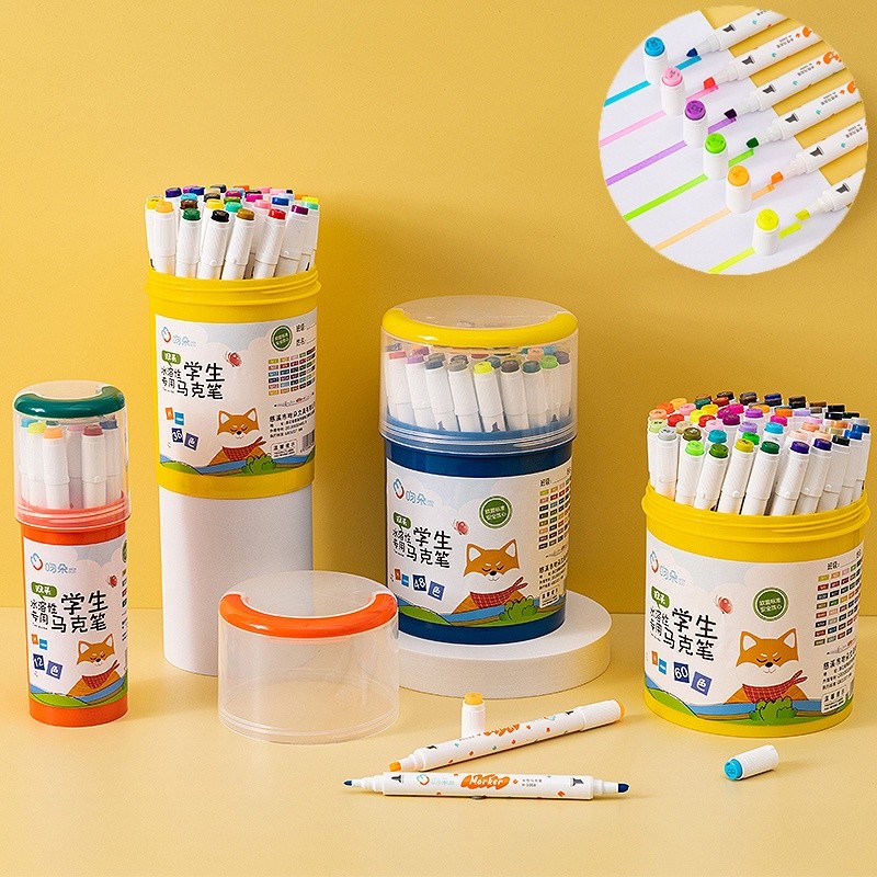 

60warna Barel Dua Kepala Penanda Warna Siswa Portabel Lukisan Cat Air