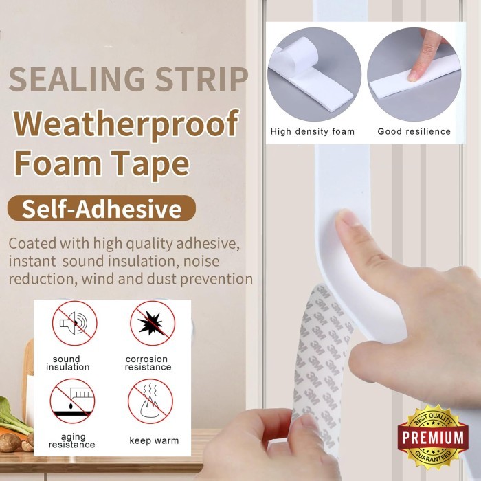 Single Tape Eva Foam 3M Penutup Celah Pintu Jendela Busa Perekat Satu Sisi List Penutup Pintu Sampin