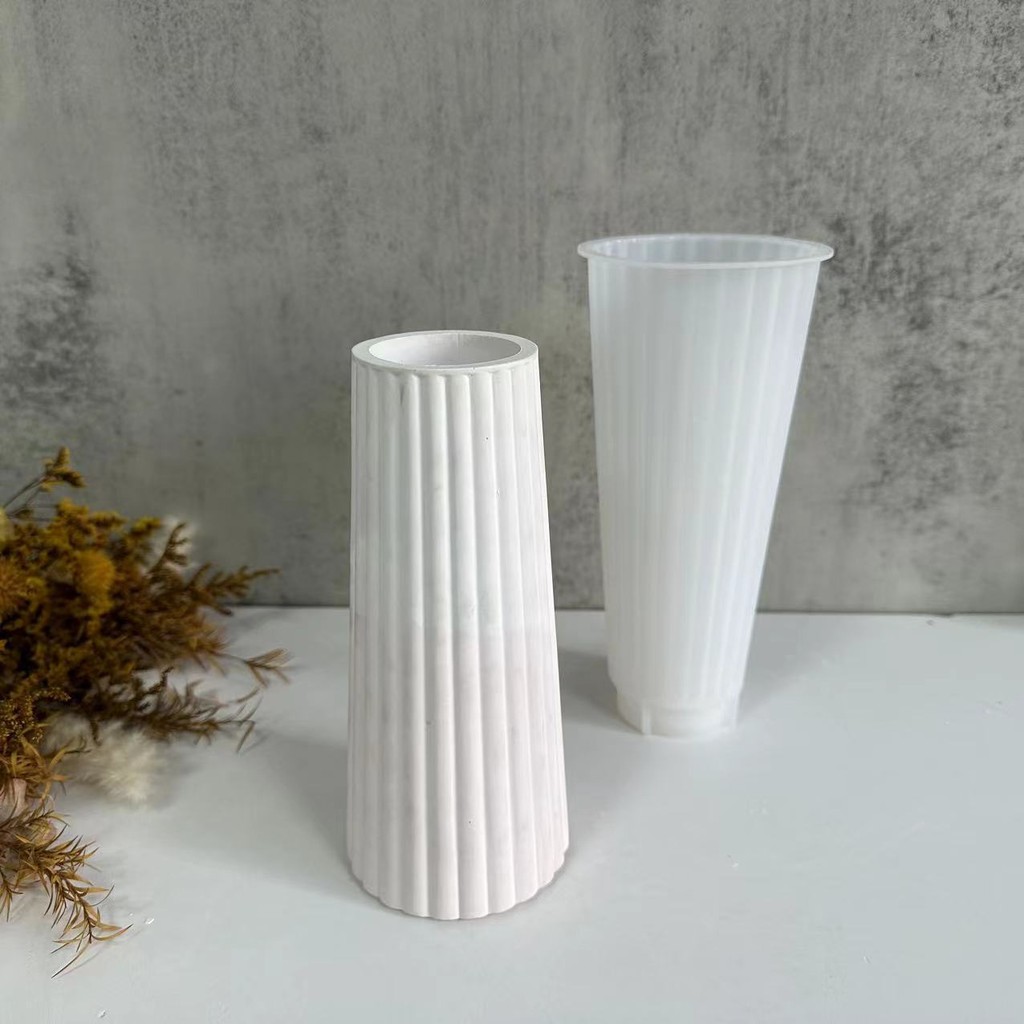 

Tall Striped Silicone Vases Mold Diy Epoxy Resin Drop Glue Clay Cement Gypsum Making Tool Home Decpration New 2024
