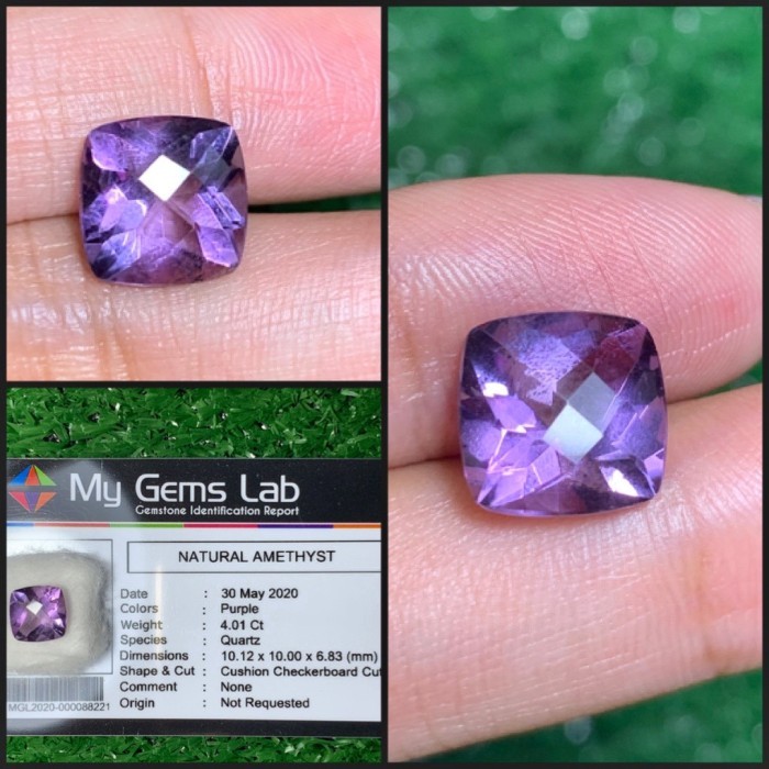 Natural Amethyst HQ Serat Antik Kecubung Ungu Brazil Permata Asli Memo