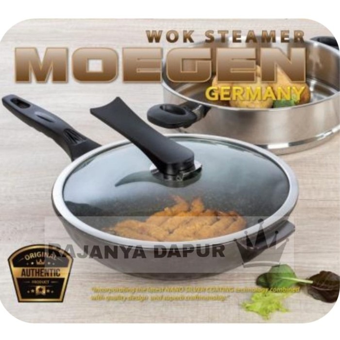 Panci Wok Pan New YEOBO Korea Granite Orange 30cm + Steamer Stainless