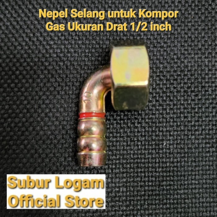 AG45 Nepel Selang Gas 1/2 inch Model Bengkok untuk Kompor Brandt