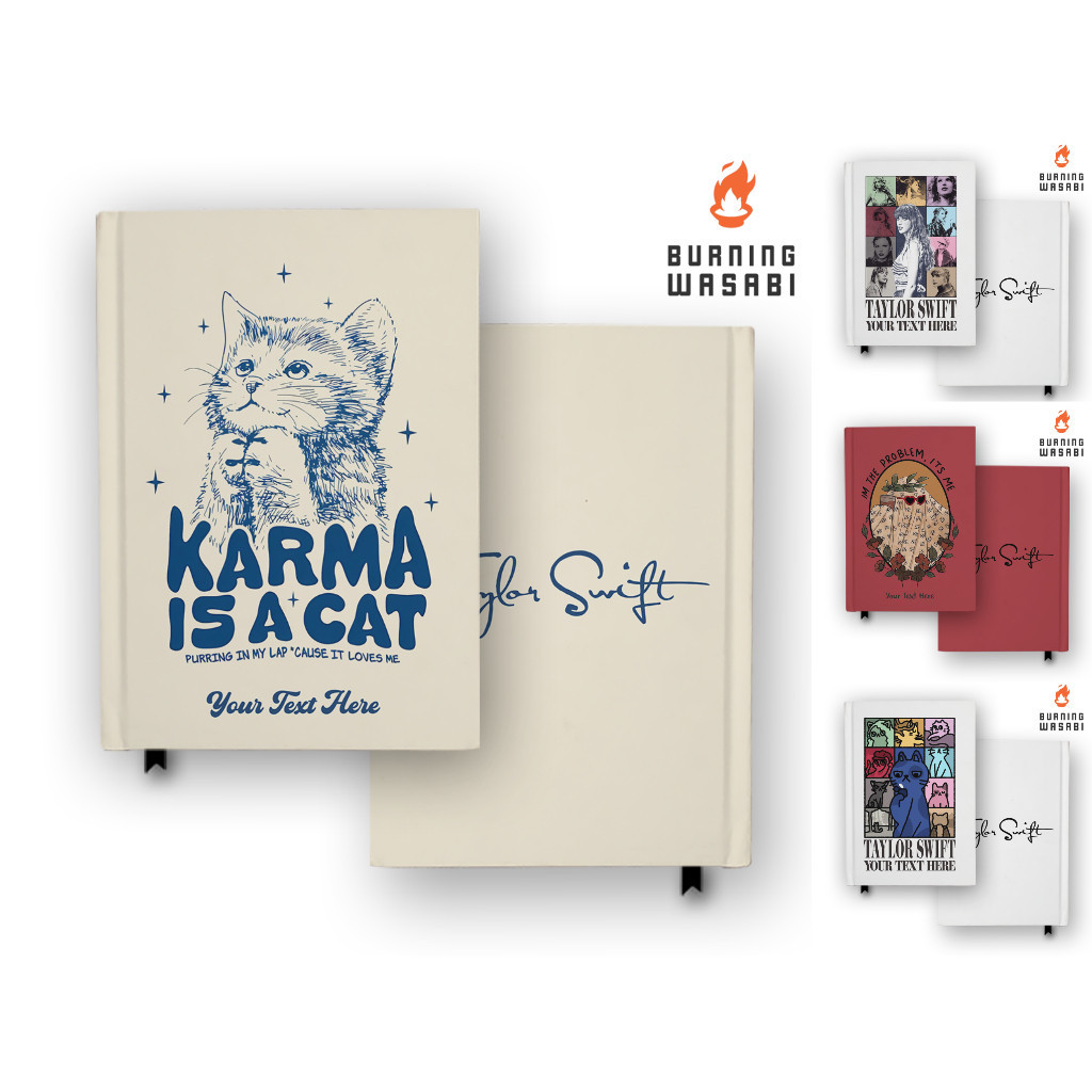 

Notebook Buku Taylor Swift 2 Karma Is a Cat Eras Tour Hardcover Custom Diary Gift Jurnal Agenda Burning Wasabi A5 A6