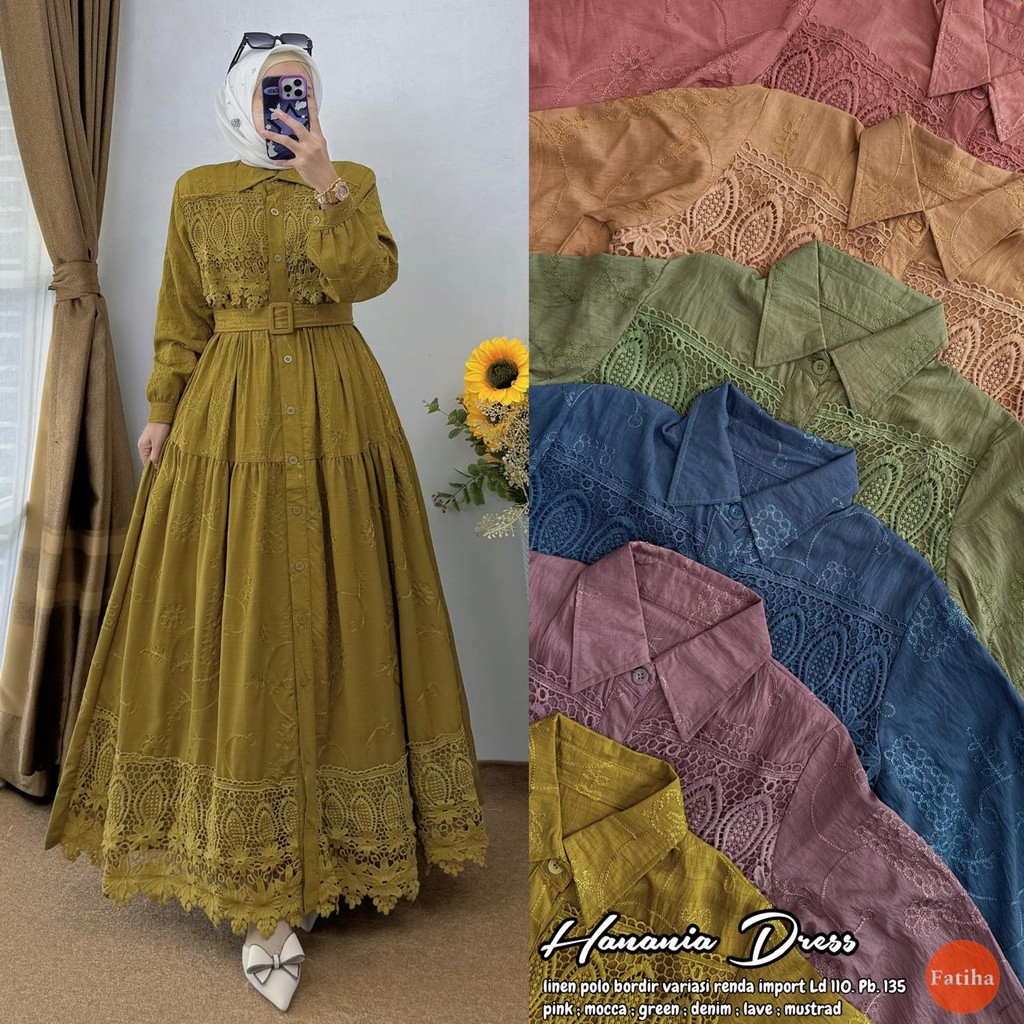 Dress jumbo Hanania/Gamis syari jumbo/Dress pesta kondangan/baju muslim wanita terkini/Gamis jumbo L