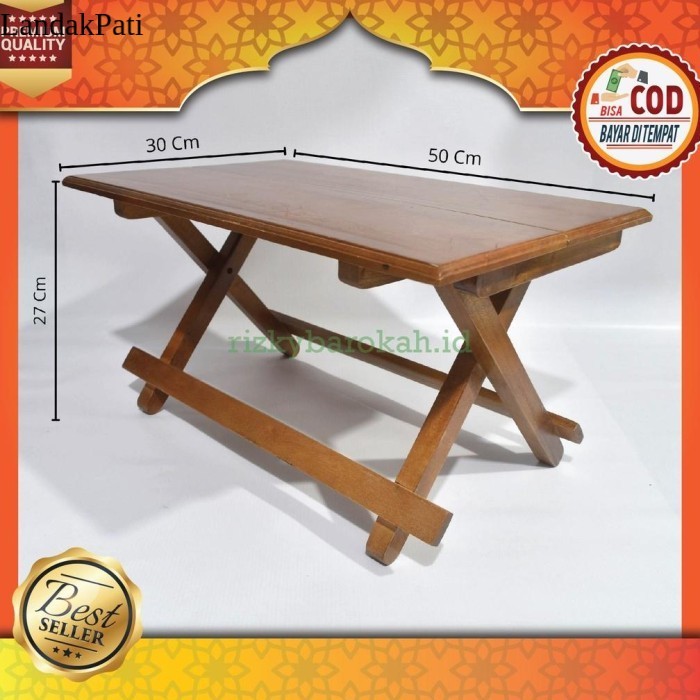 Meja Lipat Kayu Alquran Belajar Mahoni Besar Panjang 50 cm Lebar 30 cm Tinggi 27 cm Tatakan Rekal Al