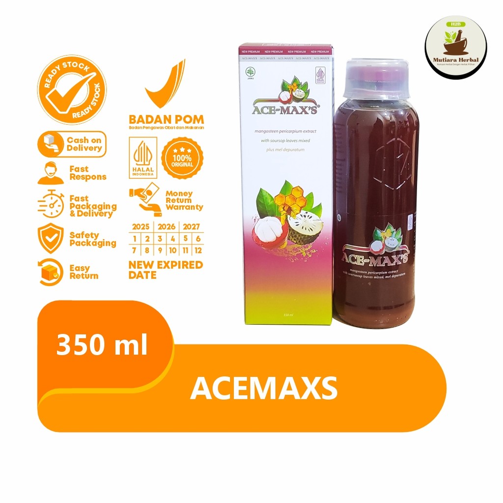 

Ace Max | Ace Maxs | Acemax | Acemaxs | Acemax's Asli Original 100% Jus Sari Kulit Buah Manggis + Daun Sirsak + Madu Kemasan Baru 1 Botol 350 ml Sirup Solusi Atasi Benjolan