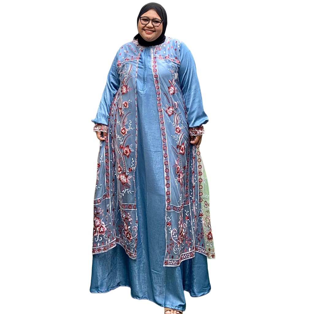 Zeba | Intan Gamis Brokat Jumbo Tile & Sabrina Silk LD 120 - 150 Dress Brukat Pesta Lebaran Mewah