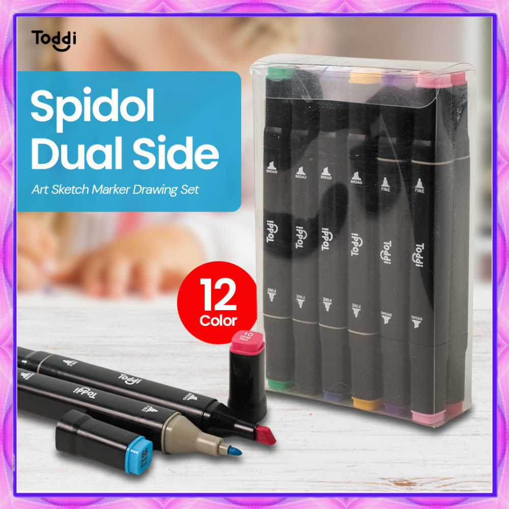 

Anissa_store-Spidol Dual Side Art Sketch Marker Drawing Set 12 Color Spidol Warna Warni 1 Set Sketch Marker 2 Tip Touch Marker Stabilo Spidol Warna Sketsa Umum Dua Sisi Kepala Tulis Luas dan Halus-COD