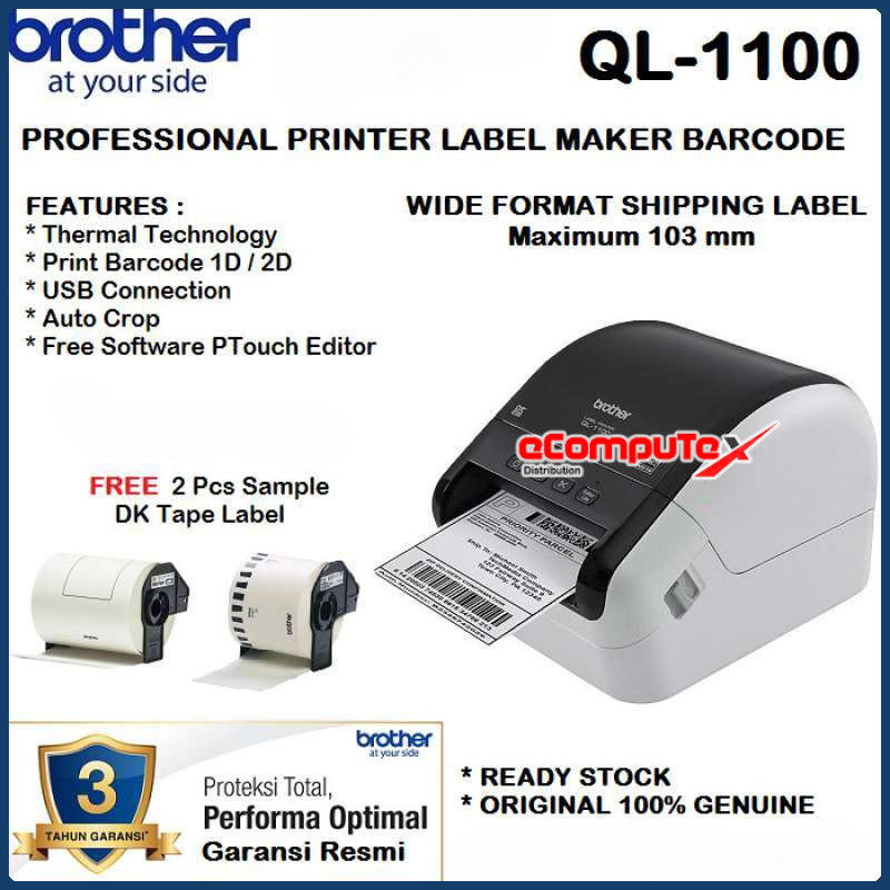 

PRINTER LABEL BROTHER QL-1100 PTOUCH PRINTER LABEL QL1100 LARGE LABEL SHIPPING CARGO ORIGINAL RESMI