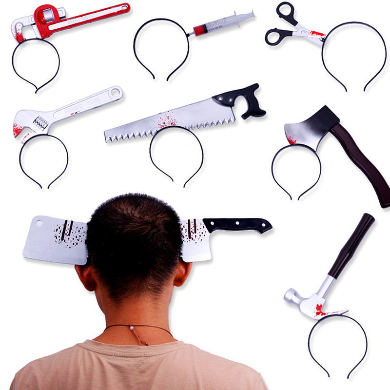 

Halloween Hair Hoop Horror Blood Fake Ax Saws Knife Gothic Headband Halloween Party Masquerade Cosplay Prop Decor Accessories