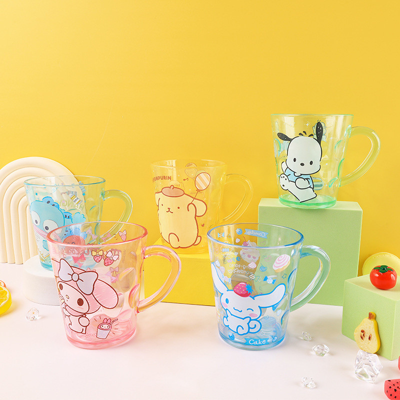 Promo Gelas Mug Plastik Anak Transparan Bening Karakter Kuromi Melody Cinnamoroll Pompompurin