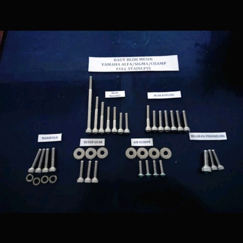Baut Mesin Yamaha Alfa Sigma Champ Kunci L Stainless 304