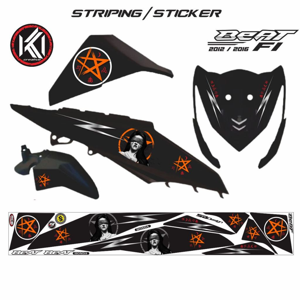 STIKER KEREN STRIPING STICKER MOTOR BEAT F1 TAHUN 2012 2016 LIS SANTANIK KEREN
