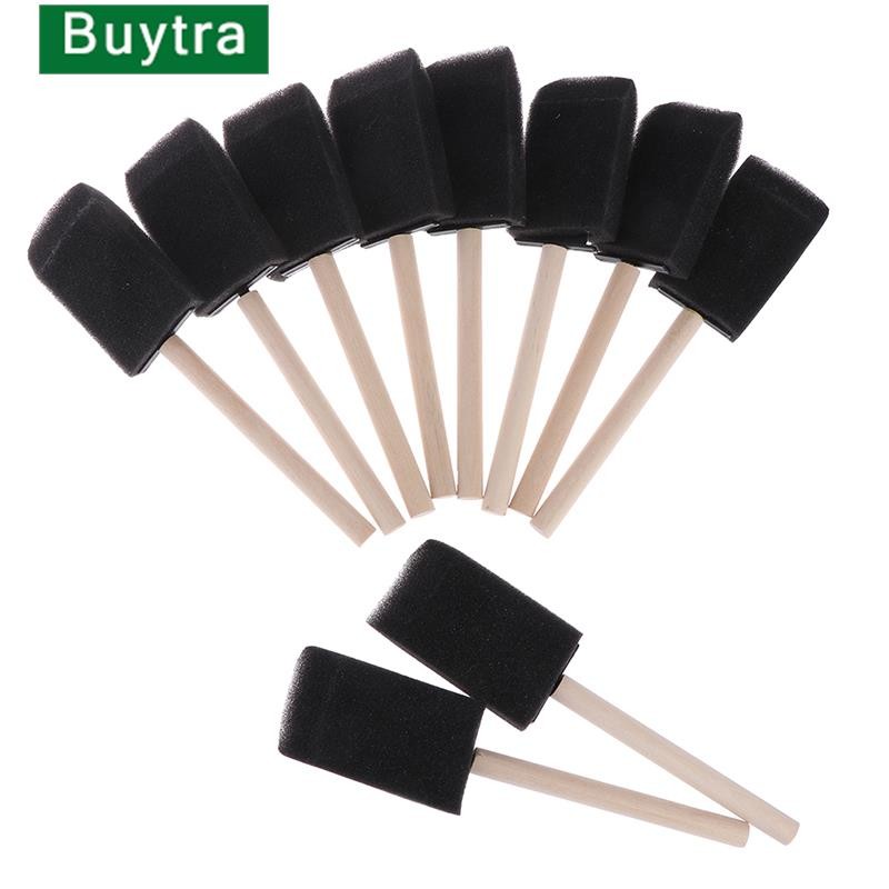 

10Pcs 2/3Inch Sponge Brush Wooden Handle Watercolor Oil Stain Art Craft Painting Drawing for kids