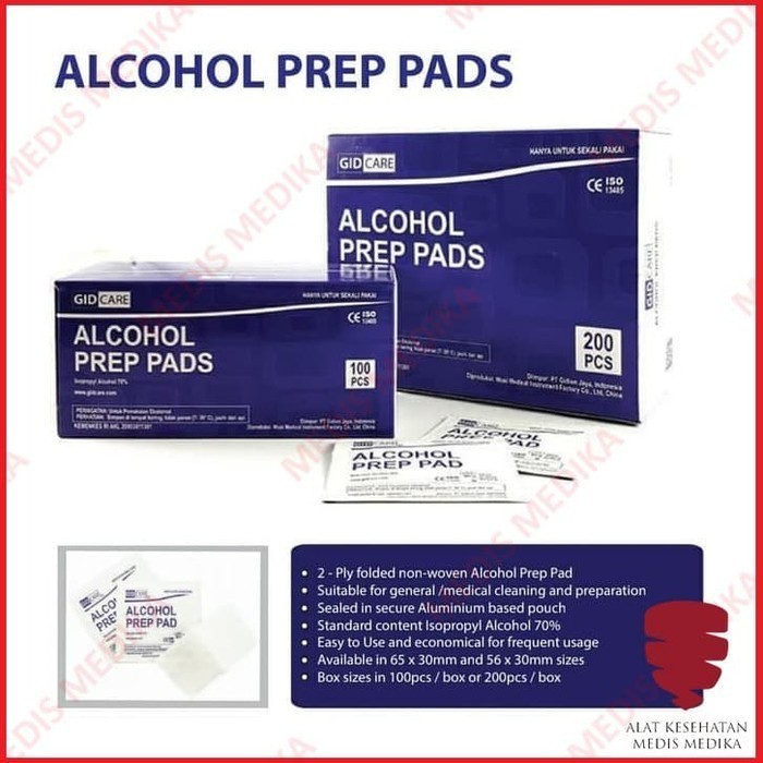 Alkohol Swab Isi 200 Kapas Pembersih Tisu Tissue Alcohol Prep Pads