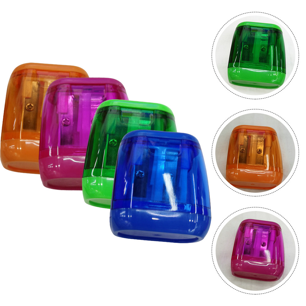 

4 Pcs Pencil Sharpener Sharpeners Small Manual Multifunction Plastic Adorable Colorful Student