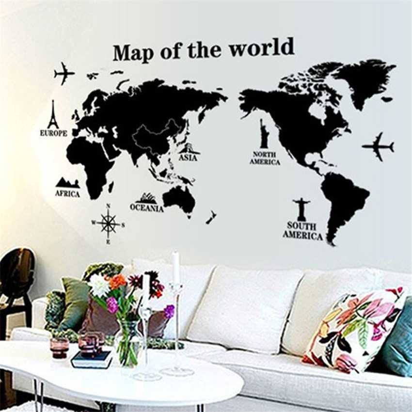COD Stiker Wallpaper Dekorasi Dinding Ruang Tamu Kamar Tidur Gambar Peta Dunia World Map Sticker Uku