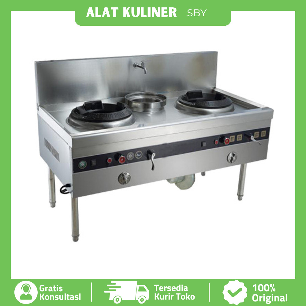Kwali Range 2 Tungku 1 Soup Kompor 2 Burner 1 Tungku With Blower