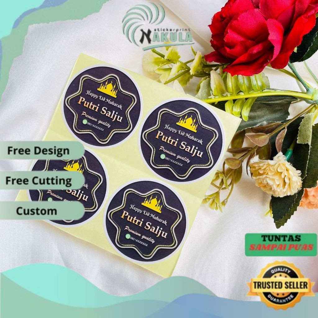 

NKL Cetak Sticker Label Toples Kue Kering Lebaran Stiker Hampers Cookies Idul Fitri Bulat