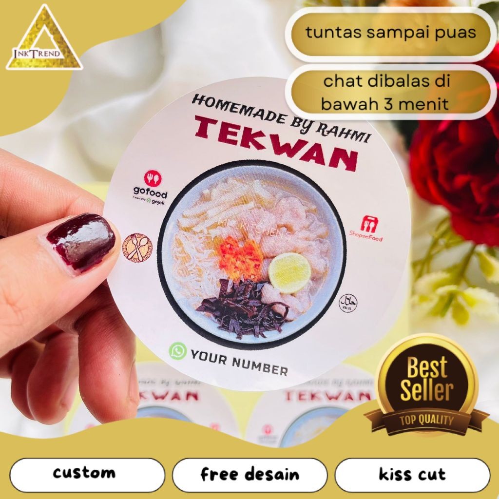 

INKA 2-4 Stiker Murah Print Sticker Label UMKM Kemasan Box Makanan Pempek Tekwan Chromo Bulat