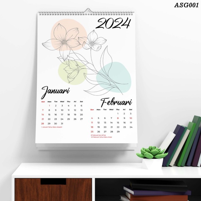 

Andma kalender 2024 dinding spiral A3 estetik hiasan dinding ruangan