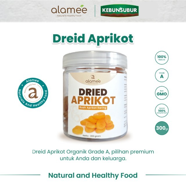 

ALAMEE Dried Apricot Buah Aprikot Kering Dried Fruit Apricots Tanpa Biji Cemilan Buah Sehat 300gr kebunsubur