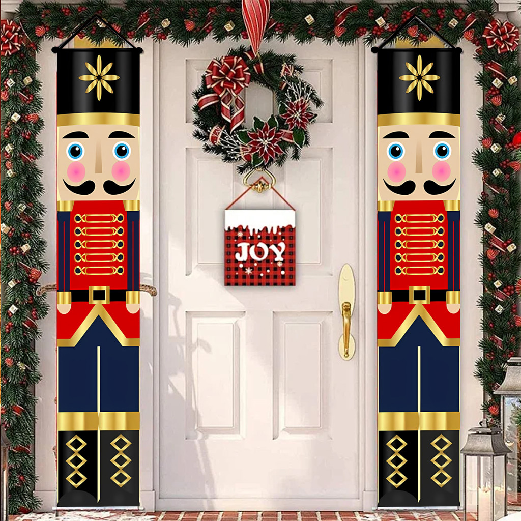 

Nutcracker ristmas Decorations - Welcome Sign for Por Front Door Indoor Outdoor - Soldier Model Nutcracker Banners for Wall
