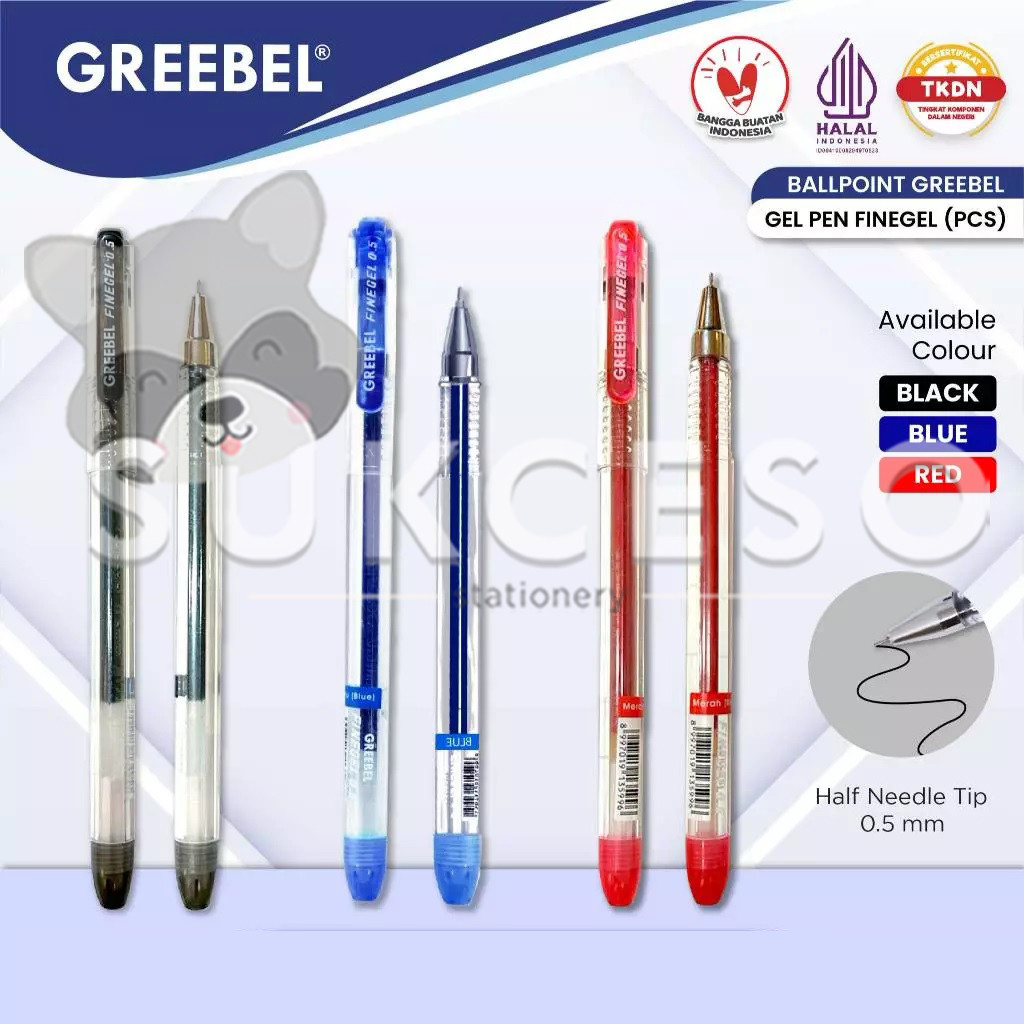 

GREEBEL Pulpen Gel Pen 0.5mm GP-501 Fine Gel Tahan Air SATUAN