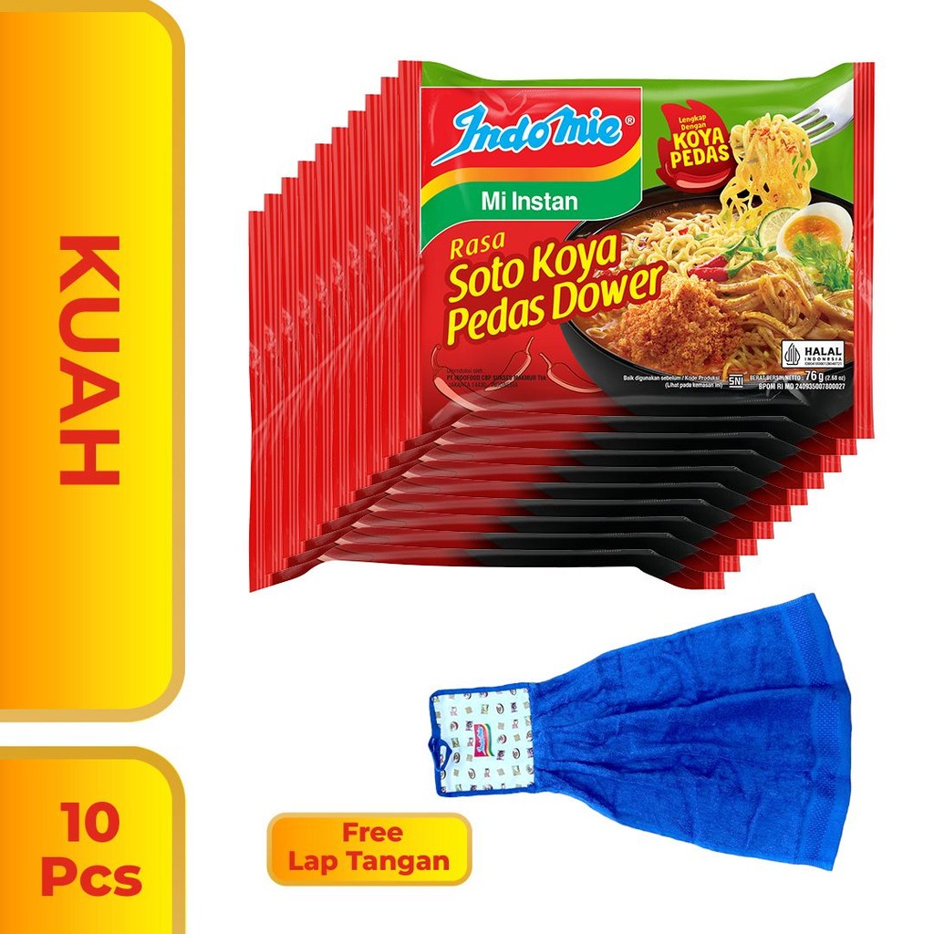 

10 Pcs Indomie Soto Koya Pedas dower Free Lap Tangan