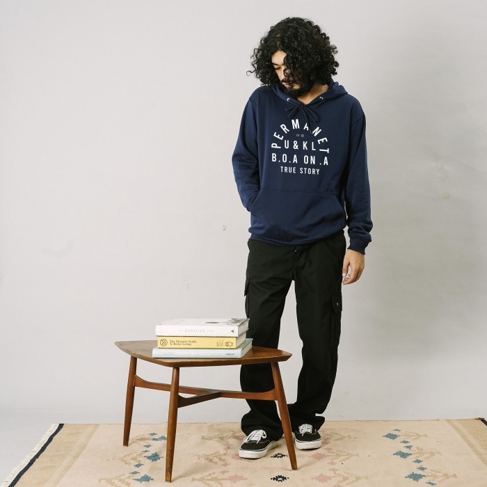 UNKL347 Jacket Hoodie Navy Model Simpel Bahan Fleece TORY