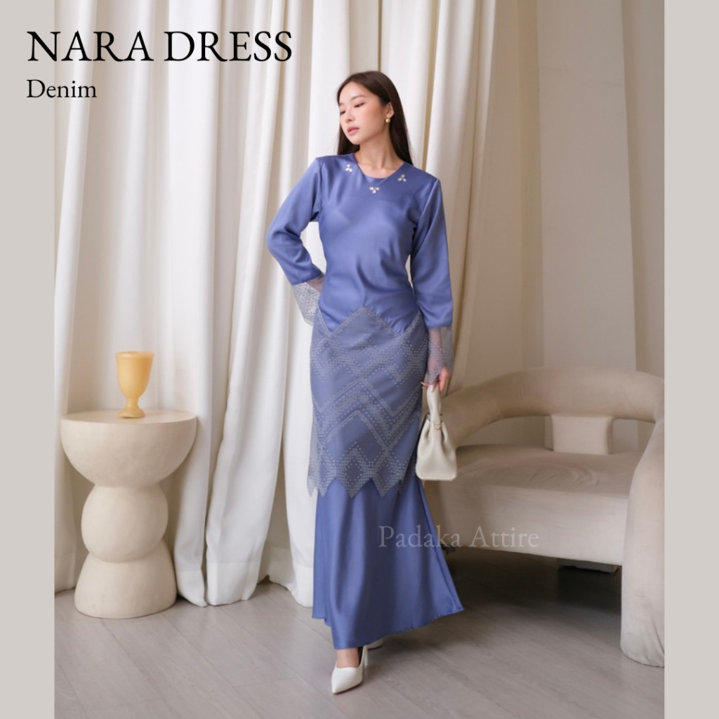 DRESS NARA - Padaka Attire - Gamis Lebaran Elegan Polos Silk Cavali Bridesmaid Pesta PROMO