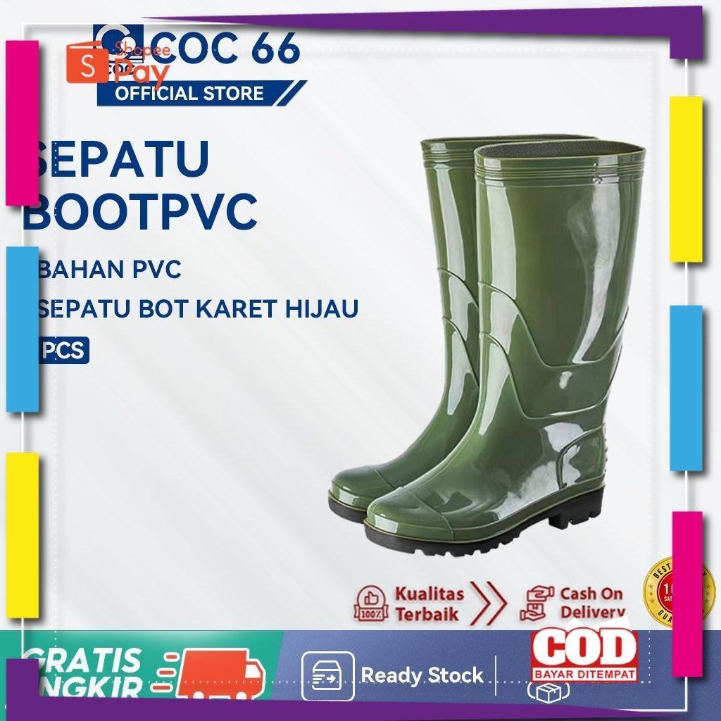 UKURAN SIZE 37 38 39 40 41 42 43 44 45 / SEPATU BOOT KARET HIJAU SEPATU PROYEK SEPATU PRIA WANITA BE